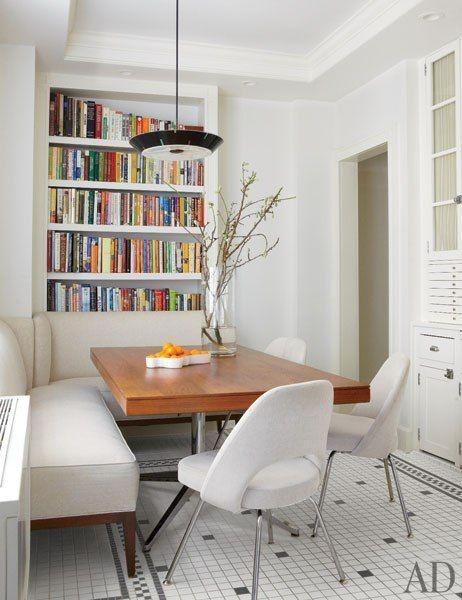 Banquette with Built-in Shelving by Architectural Digest